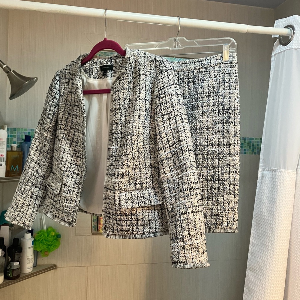 Ann Taylor Monochrome Tweed Blazer